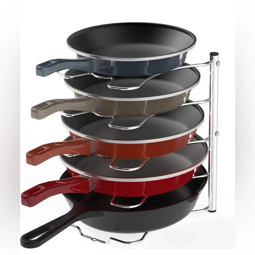 Cabinet Pantry Pot Organizer Holder Rack Chrome Home Organization Alloy